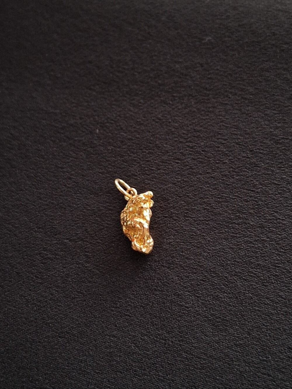 12K Gold Nugget Charm Pendant Yukon Alaska Style 70s 80s Era